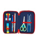 Seven Spiderman Astuccio Scuola 3 Zip, Blu, Portapenne Triplo Scomparto Completo Di Penne, Matite, Colori, Accessori Zaino, Scuole Elementari, Bambino - immagine 4