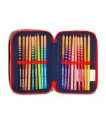 Seven Spiderman Astuccio Scuola 3 Zip, Blu, Portapenne Triplo Scomparto Completo Di Penne, Matite, Colori, Accessori Zaino, Scuole Elementari, Bambino - immagine 6