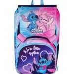 Seven Zaino Doppio Lilo & Stitch Scomparto Estensibile, Lilla, Maxi Capienza, Schienale Preformato, Bambina, Scuola Elementare